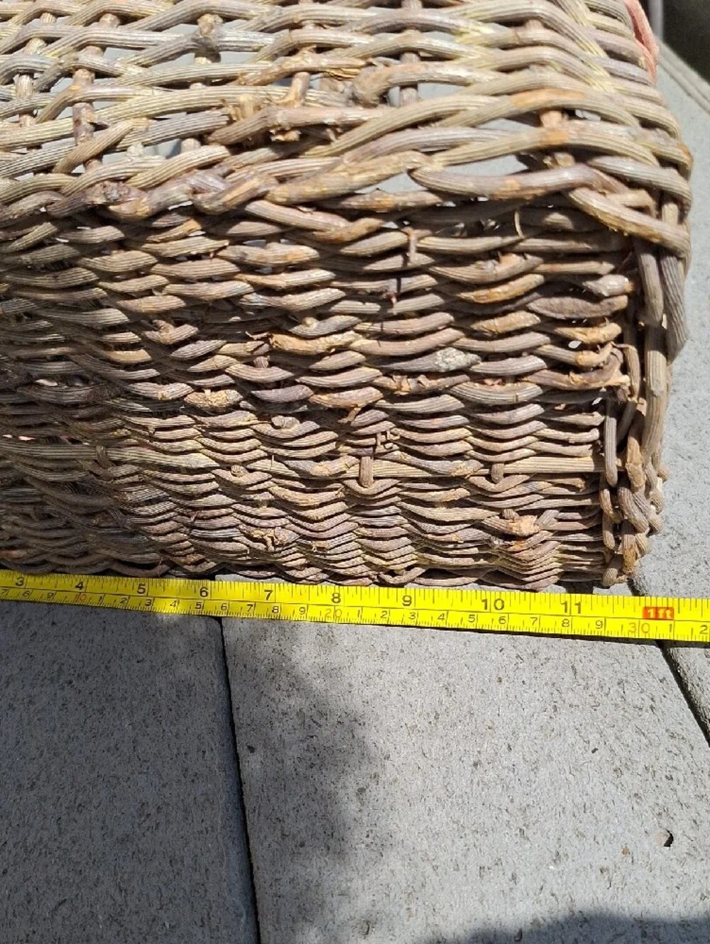 Woven Straw Basket with Pink Accent